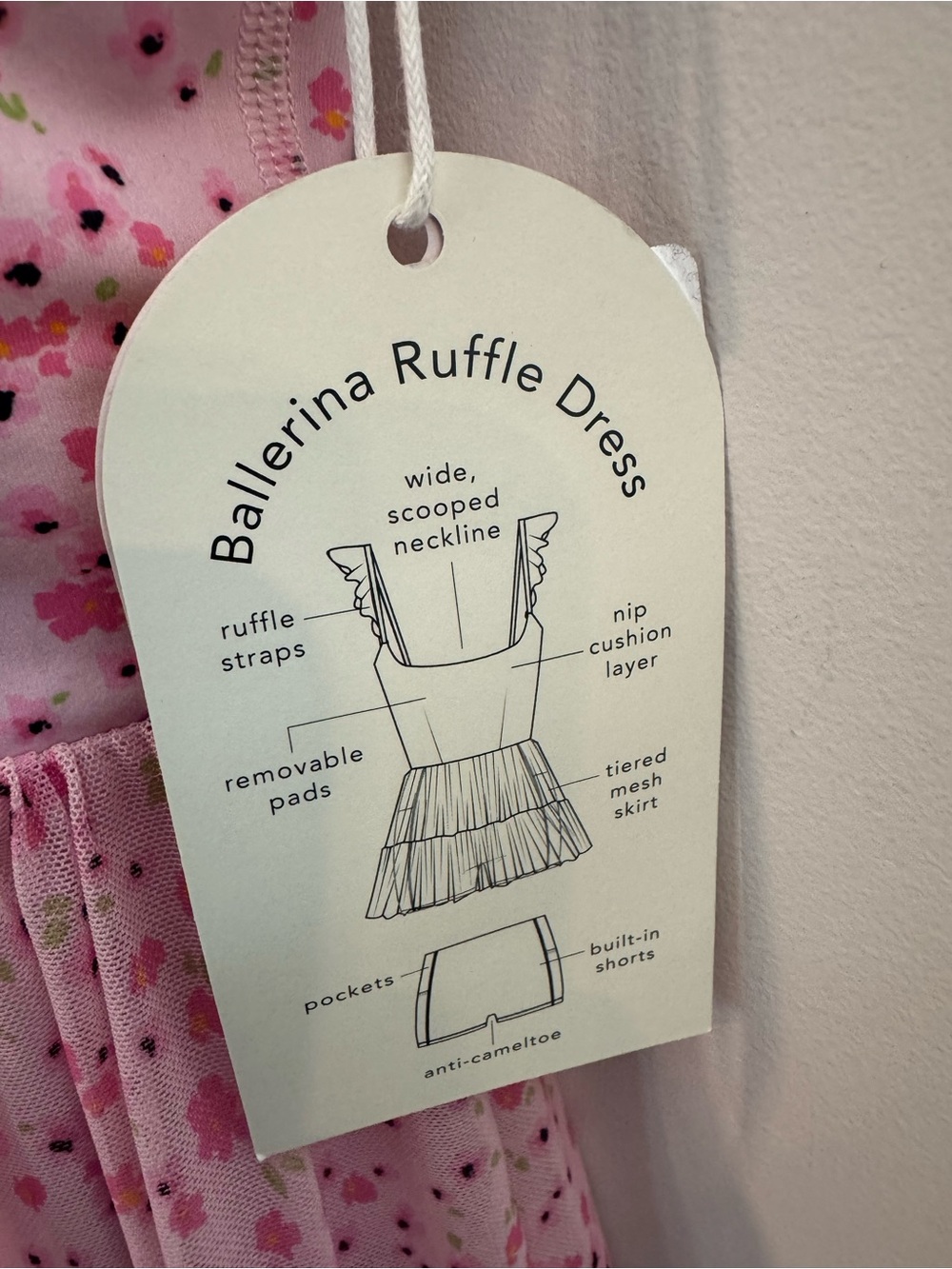 Blogilates Ballerina Ruffle Dress - Pink Floral Print, NWT - Picture 8 of 13